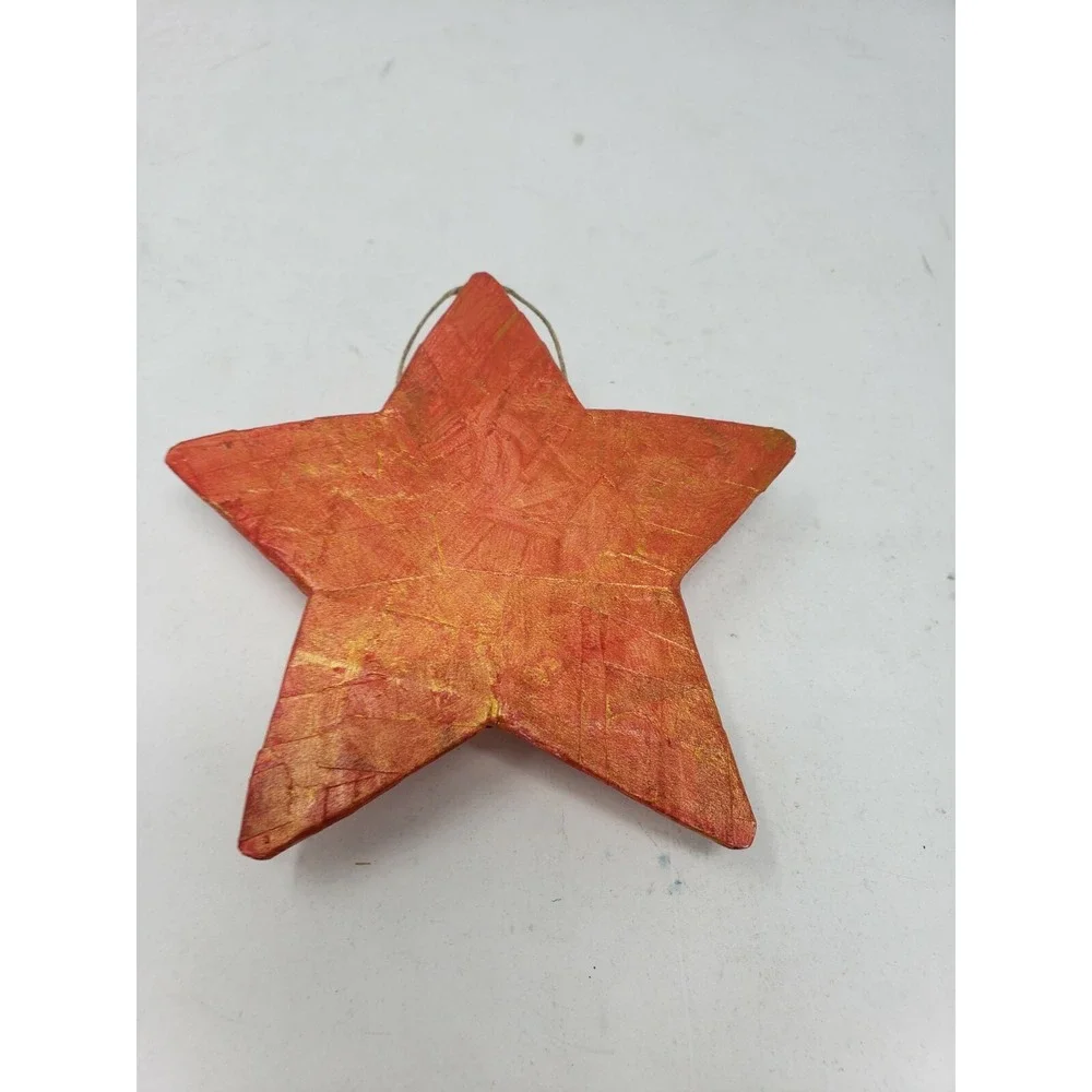Christmas Star Damsel ornament Hand Made Signed Chloe Remiat Paper Mache Gold
